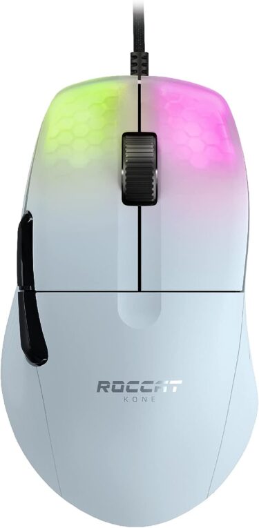 【ROCCAT KONE Proのレビュー】超軽量66gで手のフィットがいい有線ゲーミングマウス。ライティングもオシャレです【ロキャット コーン ホワイト】