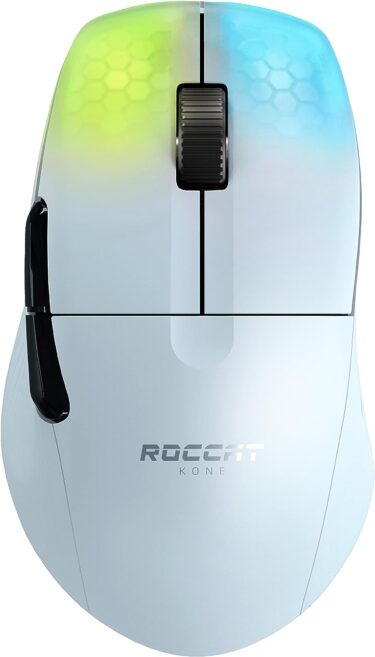 【ROCCAT KONE Pro Air ホワイトのレビュー】シンプルながら最大14ボタン使える、手のフィット感がいいワイヤレスゲーミングマウス。【ロキャット】